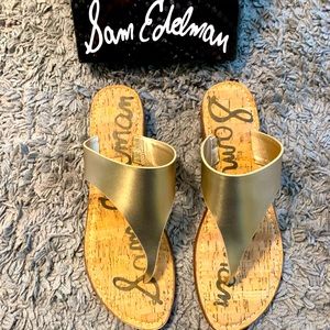 Gold thong flat sandals